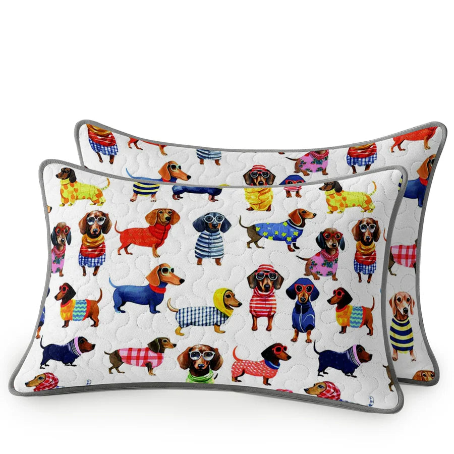 Pajabear Quilt 3-Piece Set Dachshund Amazing Stylish