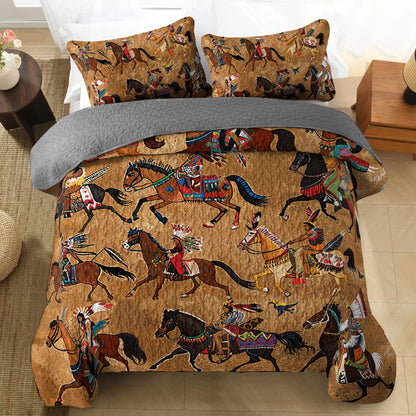 Pajabear Quilt 3-Piece Set Strength Native Horses