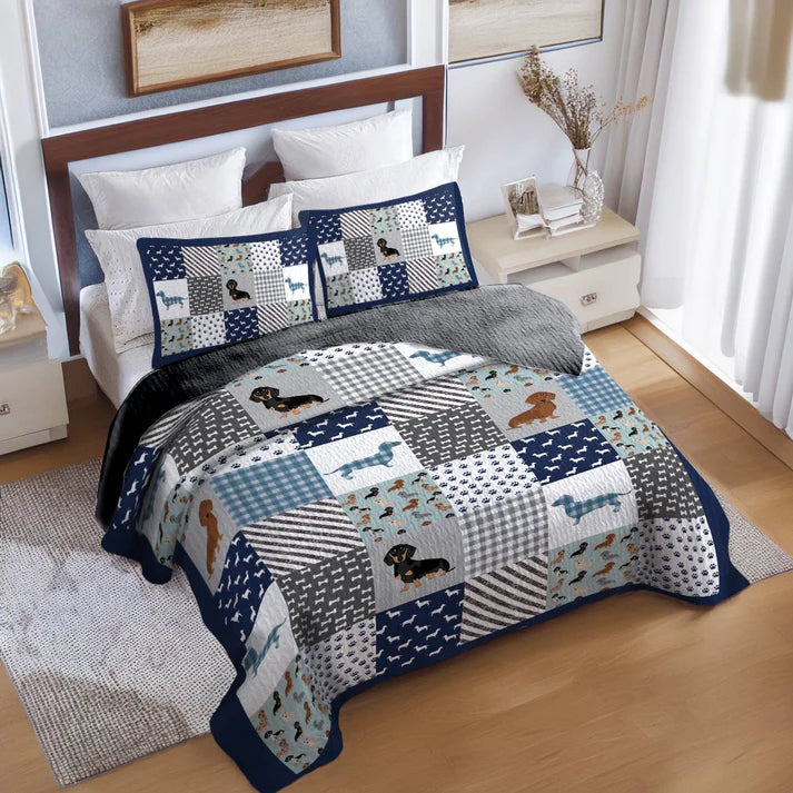 Pajabear Quilt 3-Piece Set Dachshund Delight