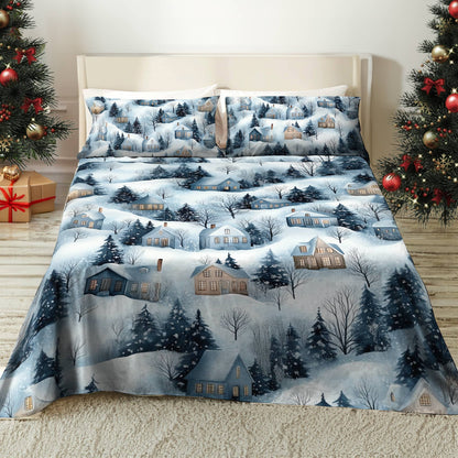 Pajabear 4-Piece Bed Sheet Set Snow Village