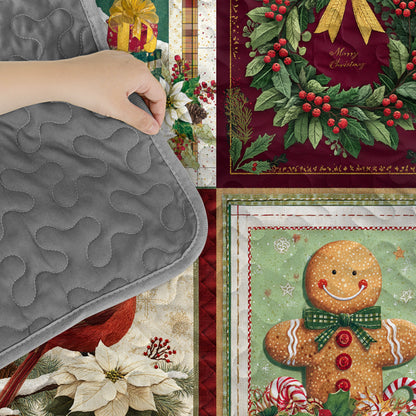 Pajabear Quilt 3-Piece Set Vintage Christmas Joy