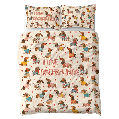Pajabear 3 Pieces Duvet Cover Set Dachshund Lovely Delight