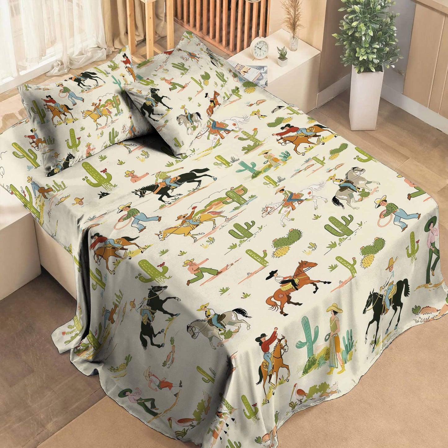 Pajabear 4-Piece Bed Sheet Set Cowboy Adventure
