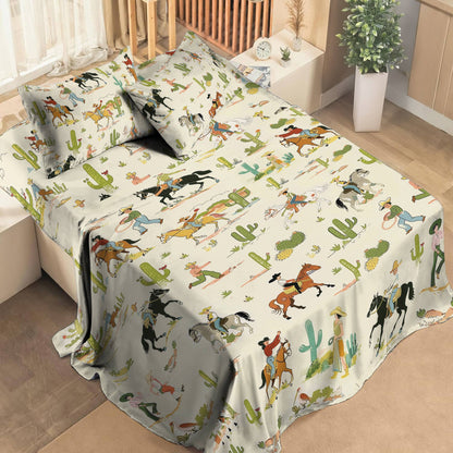 Pajabear 4-Piece Bed Sheet Set Cowboy Adventure
