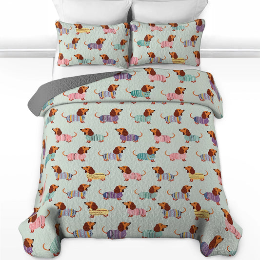 Pajabear Quilt 3-Piece Set Colorful Dachshunds