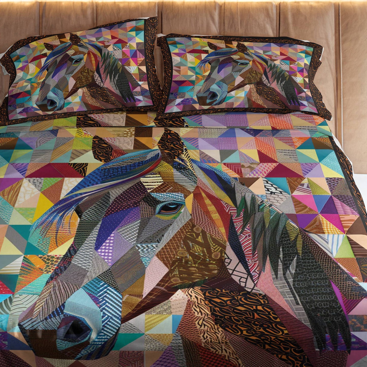 Pajabear 4-Piece Bed Sheet Set Colorful Horse