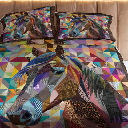 Pajabear 4-Piece Bed Sheet Set Colorful Horse