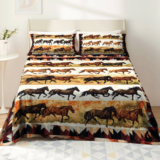 Pajabear 4-Piece Bed Sheet Set Wild Horses