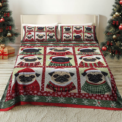 Pajabear 4-Piece Bed Sheet Set Festive Pugs