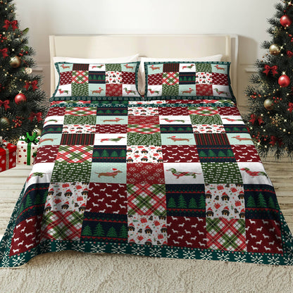 Pajabear 4-Piece Bed Sheet Set Dachshund Christmas