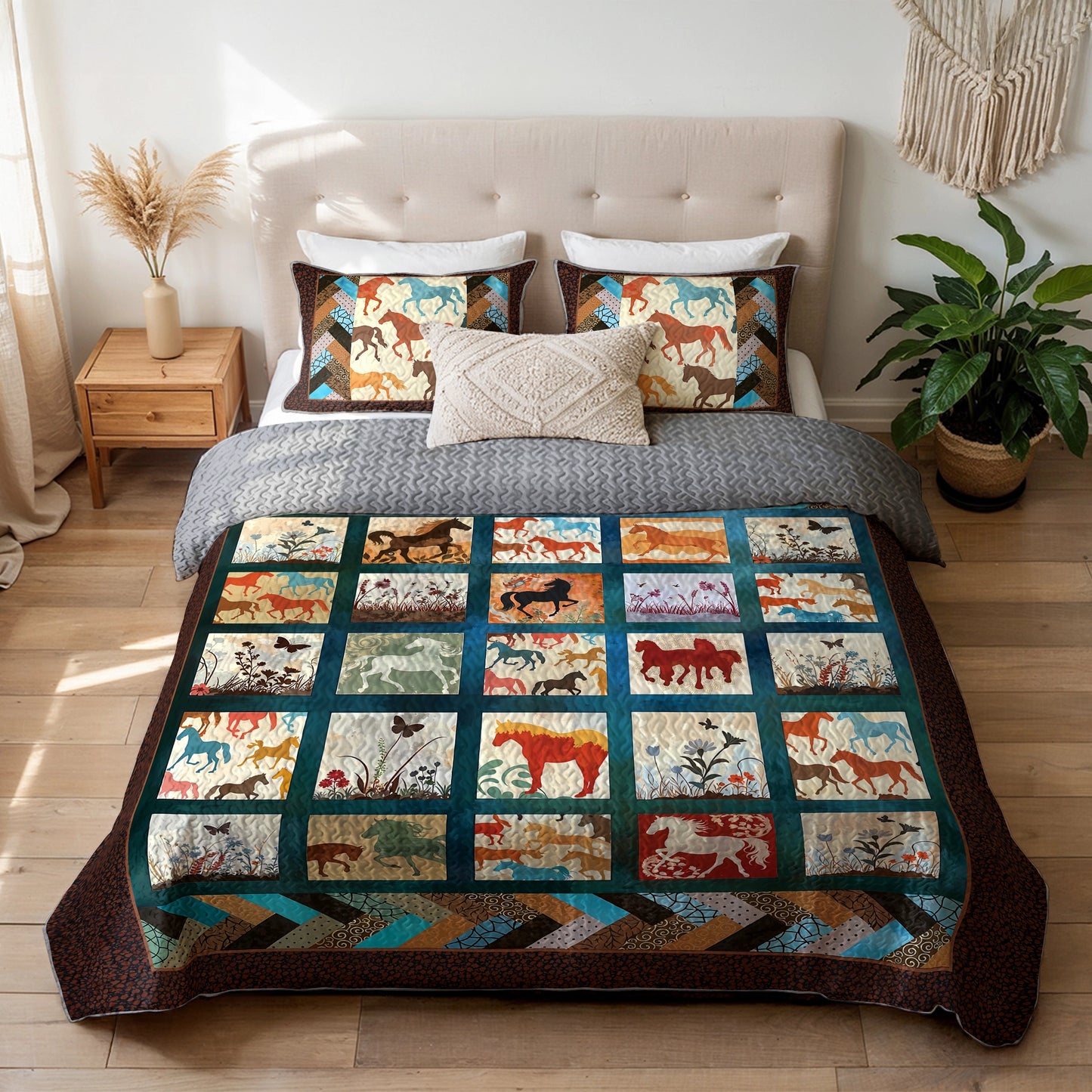 Pajabear Quilt 3-Piece Set Vintage Horse
