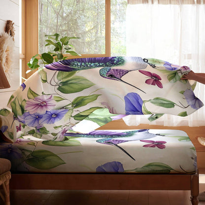 Pajabear 4-Piece Bed Sheet Set Hummingbird Lovely