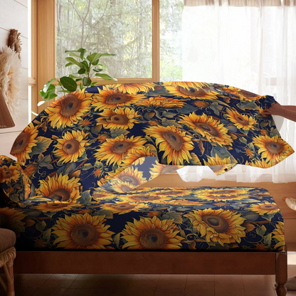 Pajabear 4-Piece Bed Sheet Set - Sunflower Gorgeous Flower