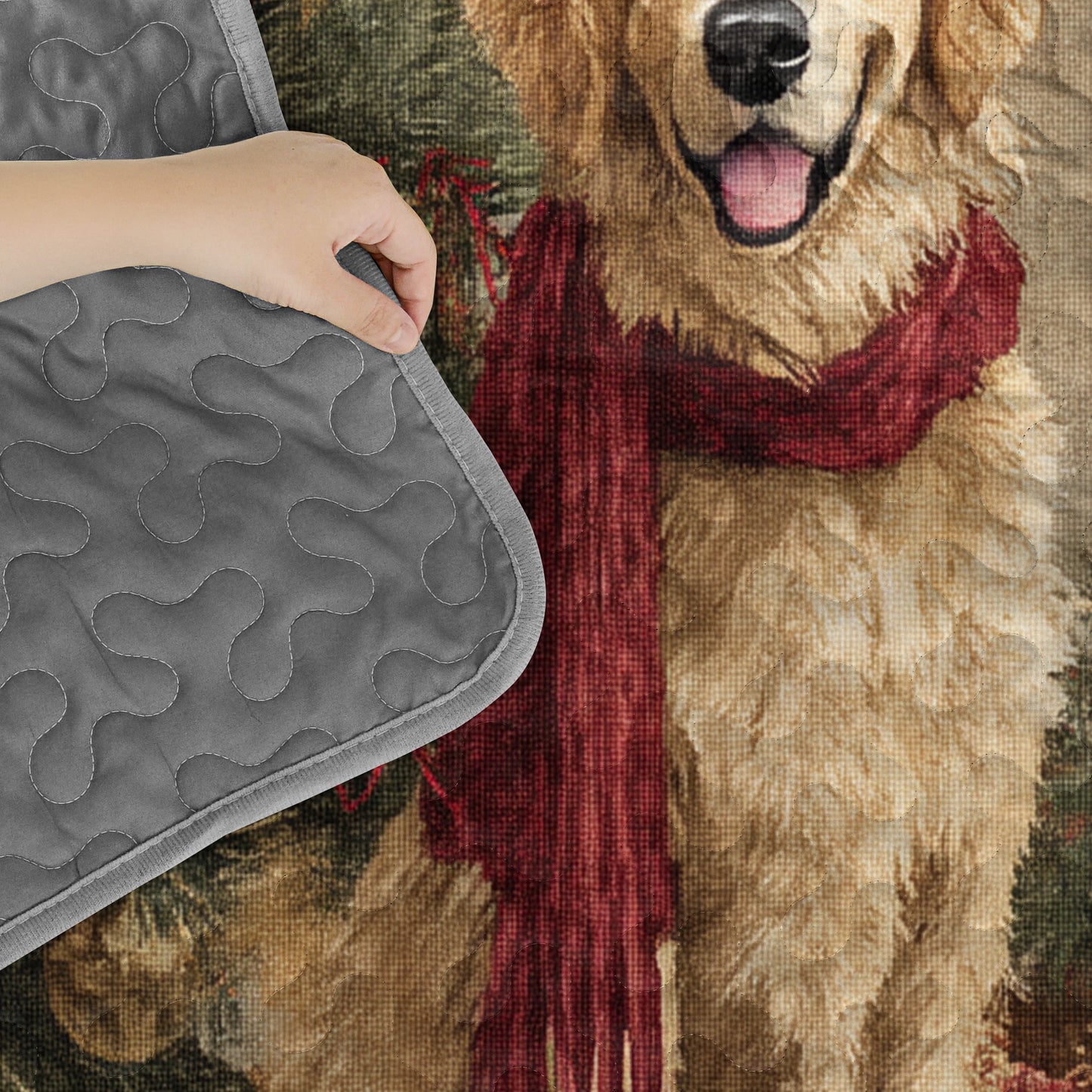 Pajabear Quilt 3-Piece Set Golden Christmas Glow