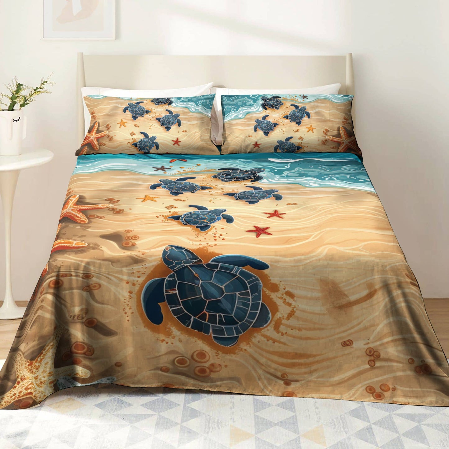 Pajabear 4-Piece Bed Sheet Set Turtle Ocean