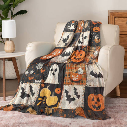 Pajabear Fleece Blanket Spooky Patchwork