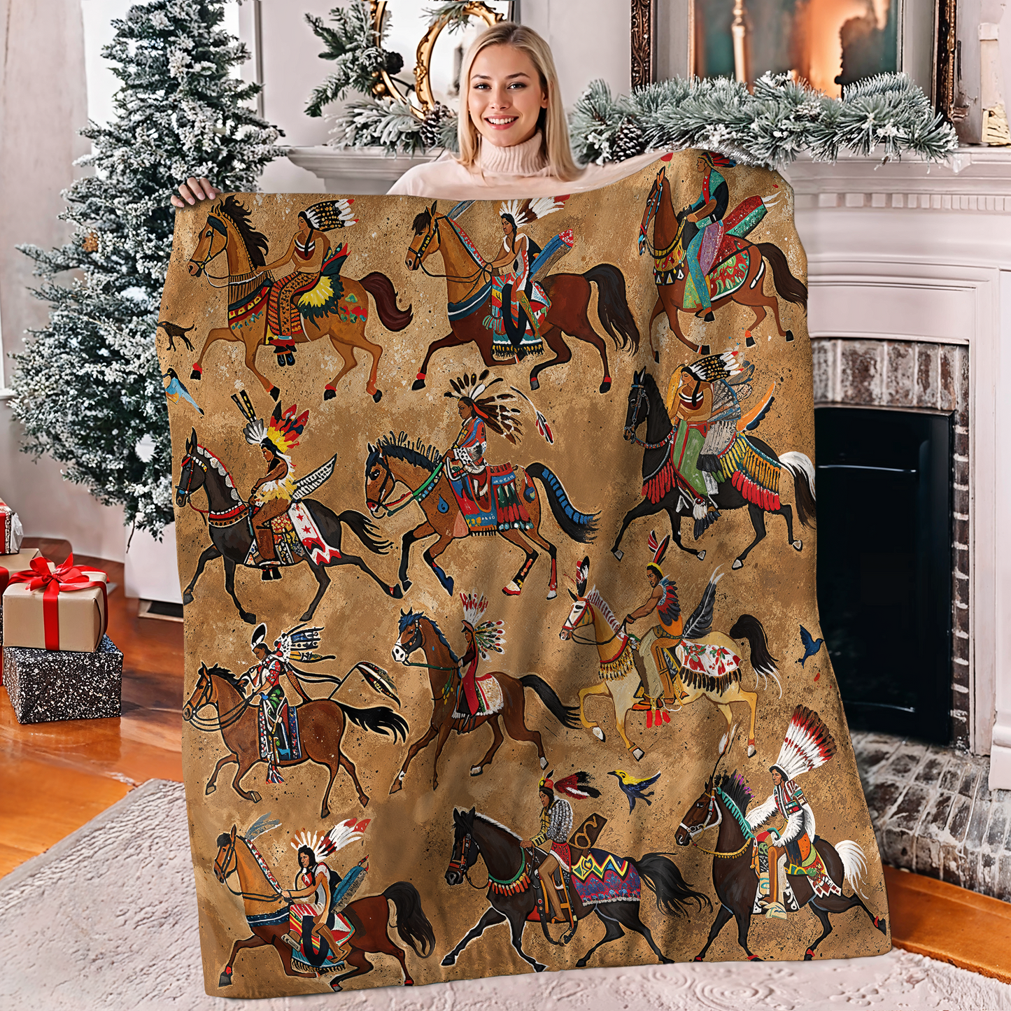 Pajabear Fleece Blanket Strength Native Horses