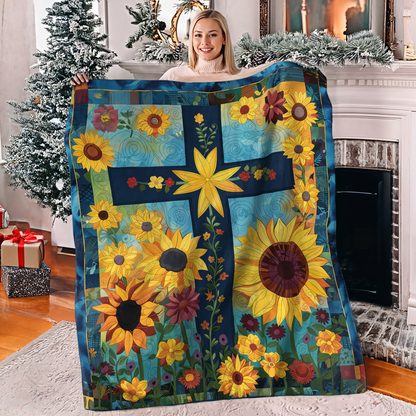 Pajabear Fleece Blanket Sunflower Cross