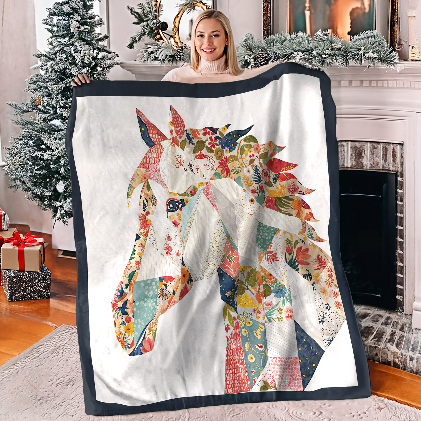 Pajabear Fleece Blanket Charming Floral Horse
