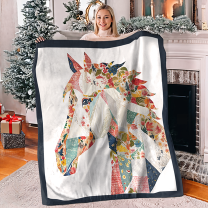 Pajabear Fleece Blanket Charming Floral Horse