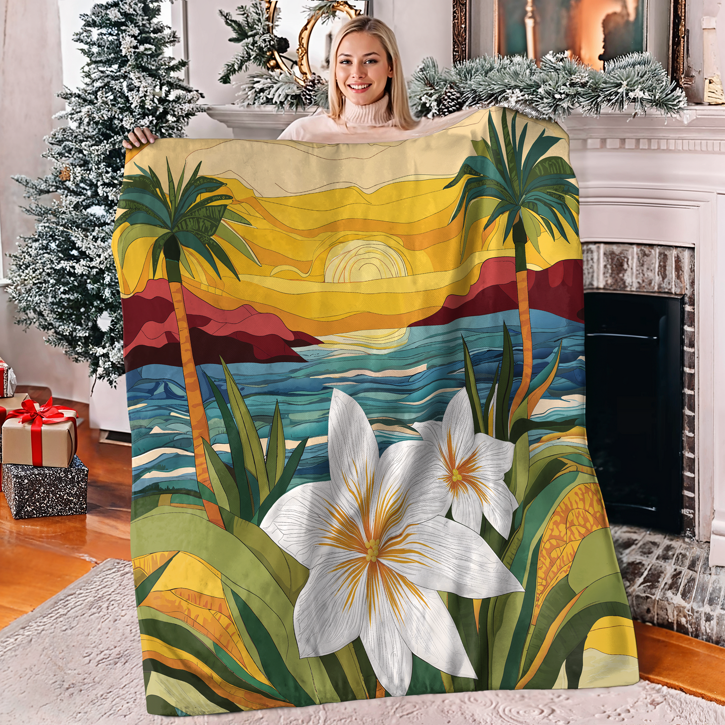 Pajabear Fleece Blanket Island Lily
