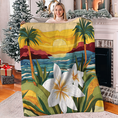 Pajabear Fleece Blanket Island Lily