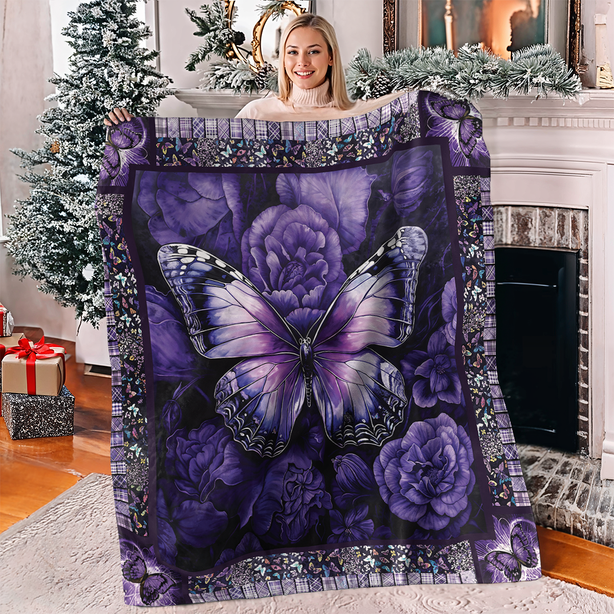 Pajabear Fleece Blanket Butterfly Bliss Purple