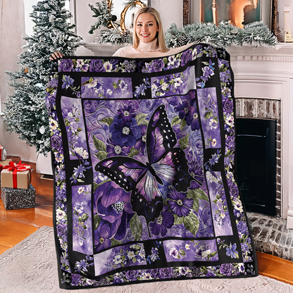 Pajabear Fleece Blanket Gorgeous Purple Butterfly Flowers