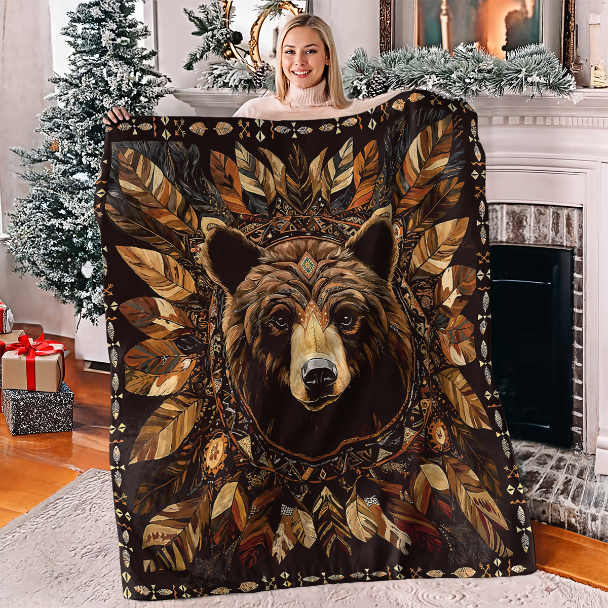 Pajabear Fleece Blanket Bear Totem Dream