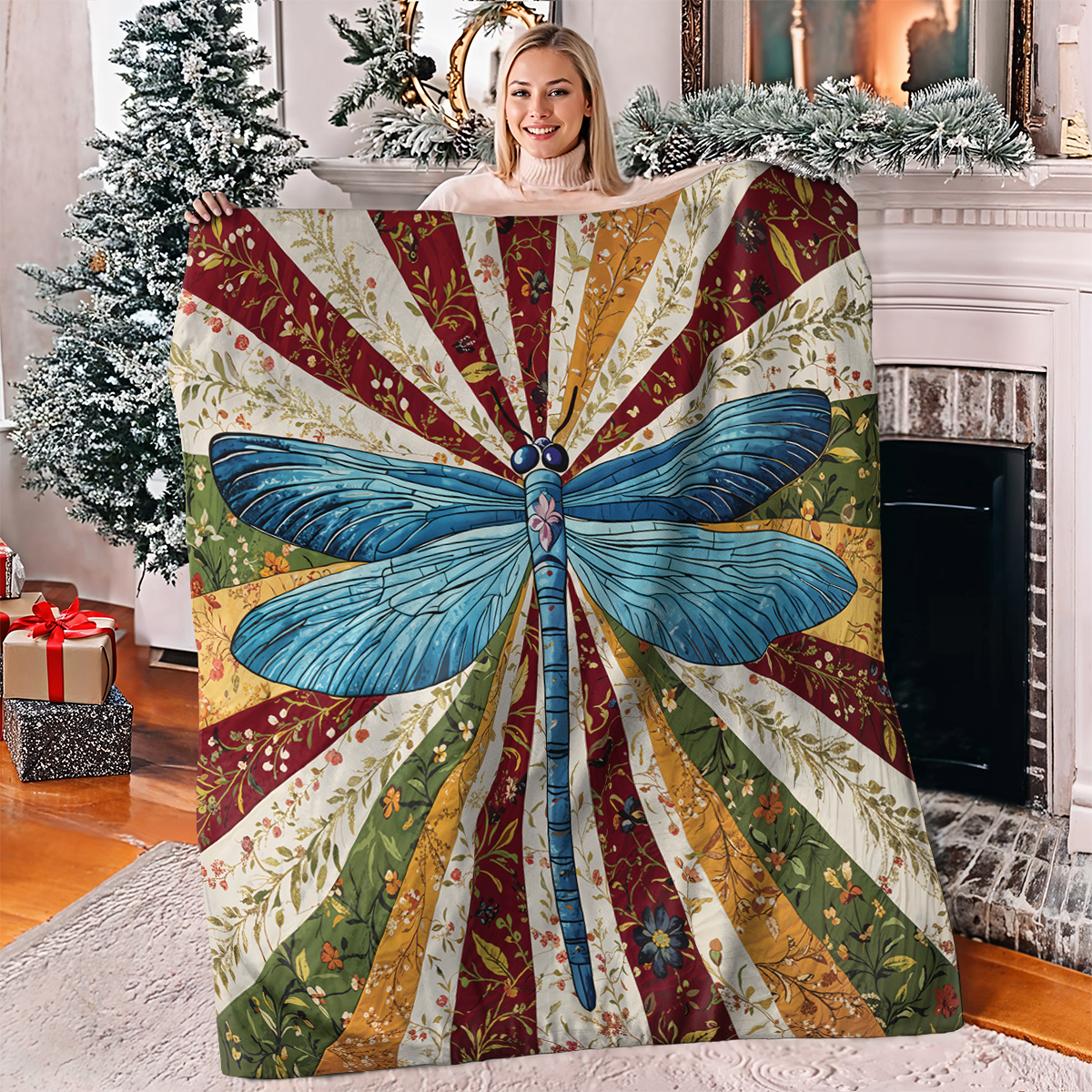 Pajabear Fleece Blanket Dragonfly Bloom