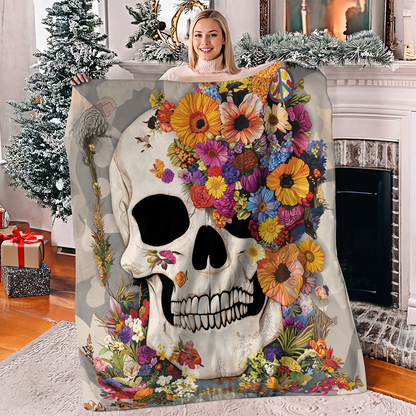Pajabear Fleece Blanket Skull Blossom