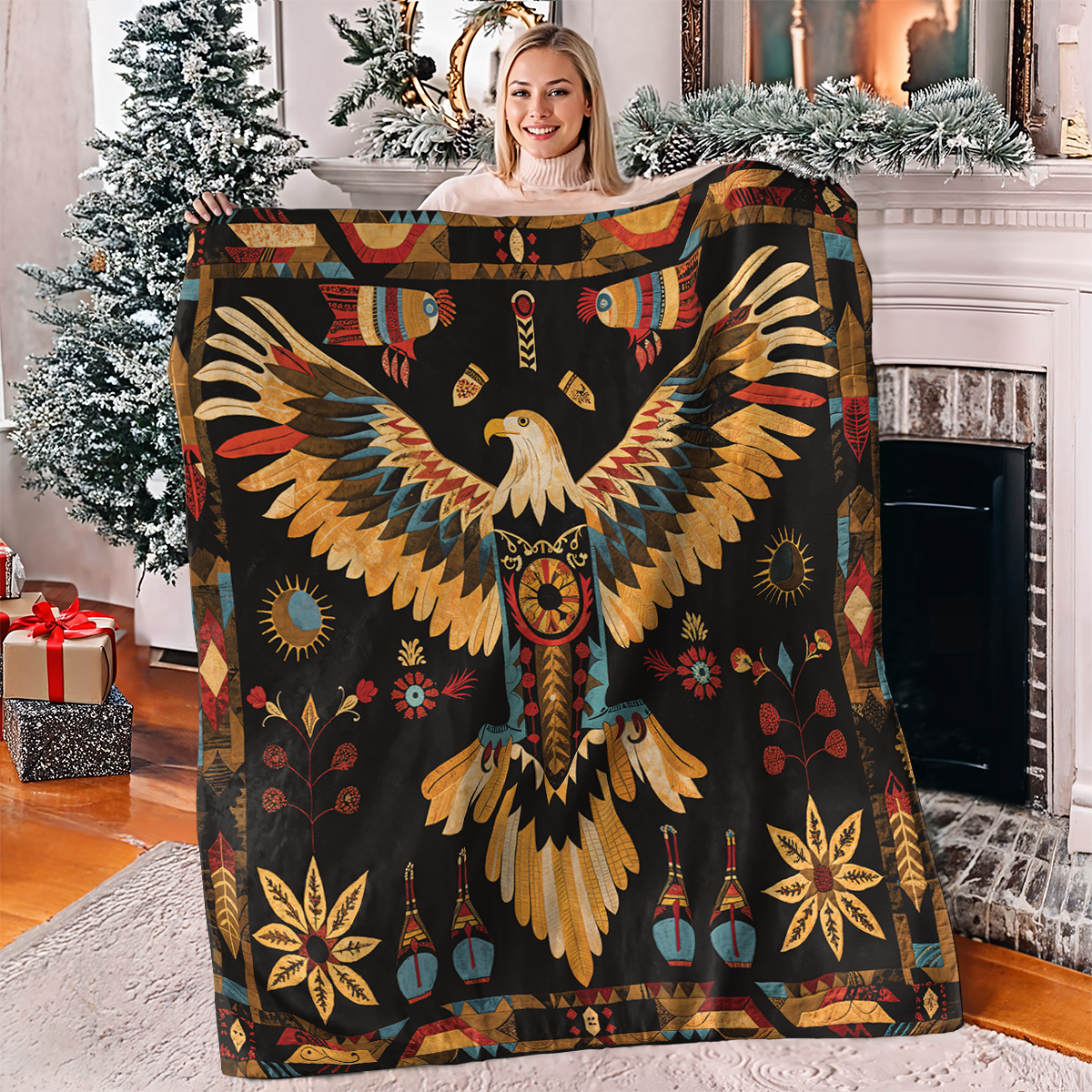 Pajabear Fleece Blanket Tribal Eagle