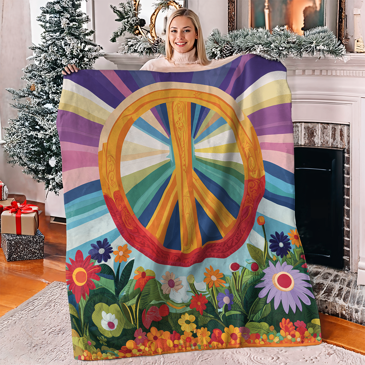 Pajabear Fleece Blanket Peace Bloom