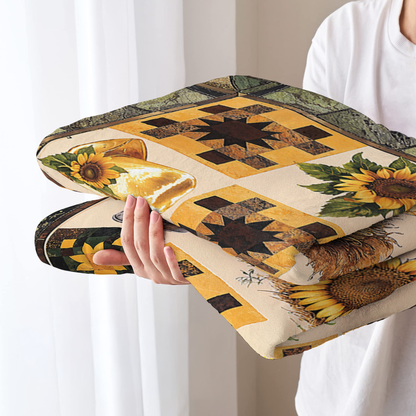 Pajabear Fleece Blanket Peaceful Farmhouse Sunflower