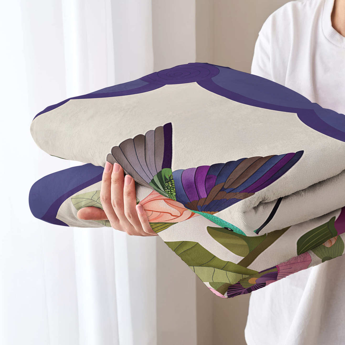 Pajabear Fleece Blanket Hummingbird Garden