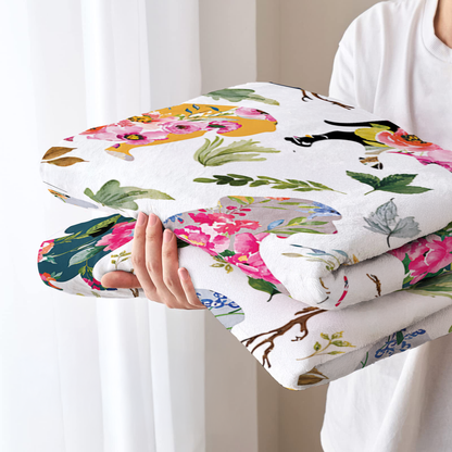 Pajabear Fleece Blanket Dachshund Flower