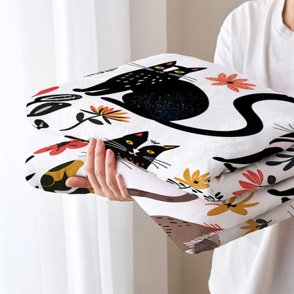 Pajabear Fleece Blanket Botanical Cat Bliss