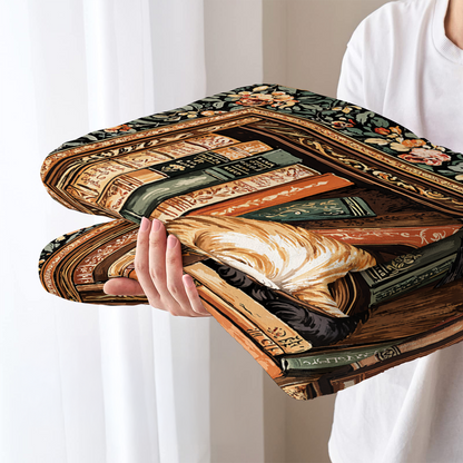 Pajabear Fleece Blanket Book Nook Cats Reading