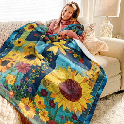 Pajabear Fleece Blanket Sunflower Cross
