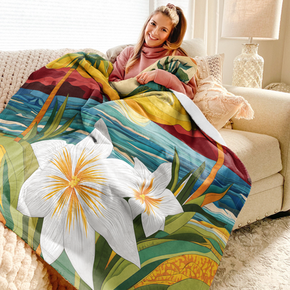 Pajabear Fleece Blanket Island Lily