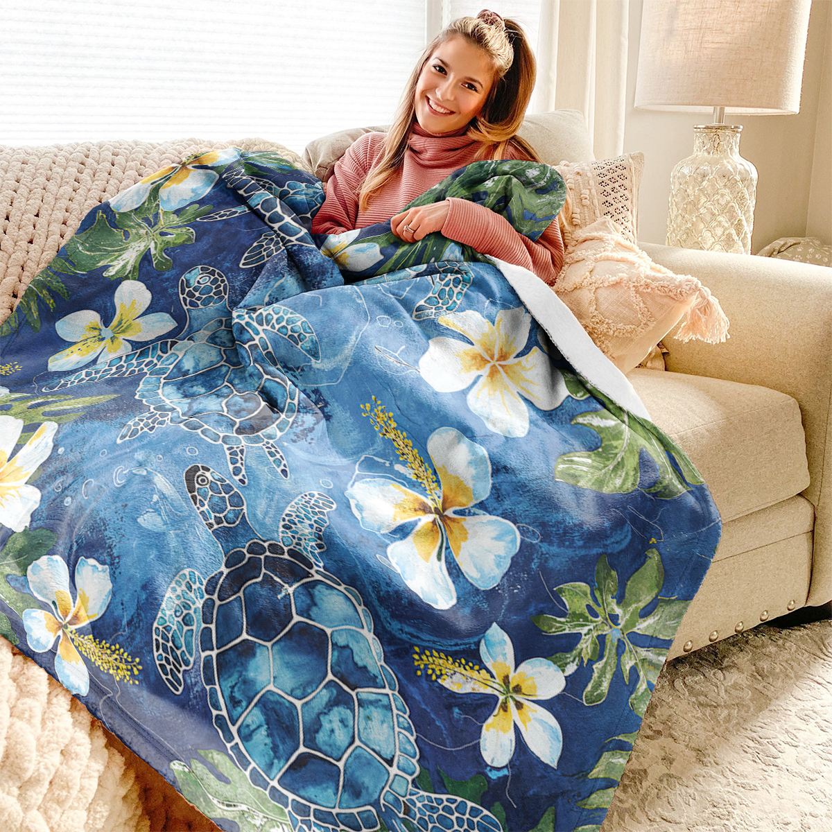 Pajabear Fleece Blanket Tropical Sea Turtle Paradise