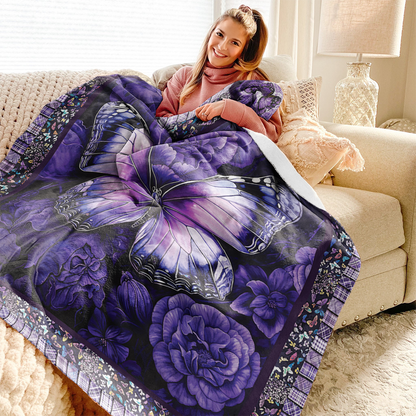 Pajabear Fleece Blanket Butterfly Bliss Purple