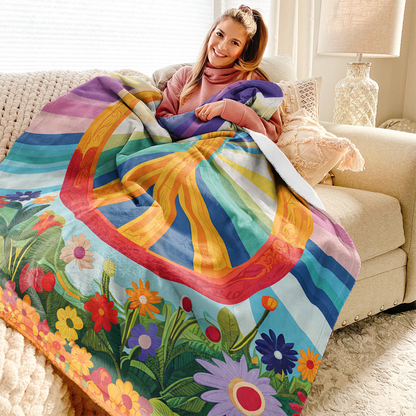 Pajabear Fleece Blanket Peace Bloom