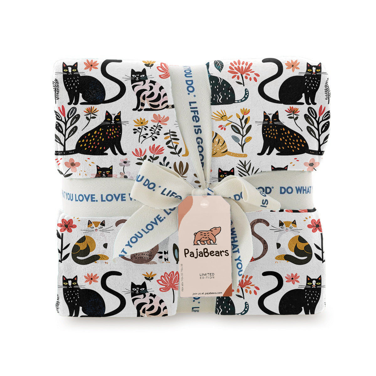 Pajabear Fleece Blanket Botanical Cat Bliss