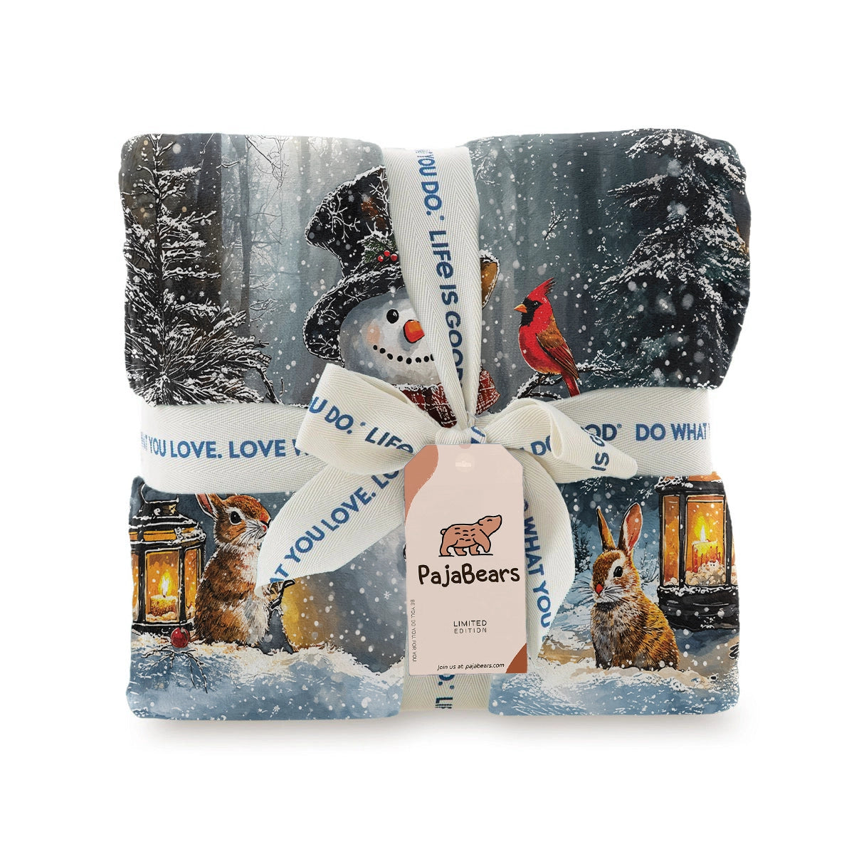 Pajabear Fleece Blanket Snowman’s Gentle Light Winter Memory