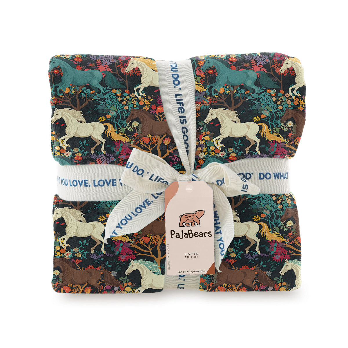 Pajabear Fleece Blanket Horse Flower