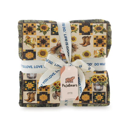 Pajabear Fleece Blanket Peaceful Farmhouse Sunflower
