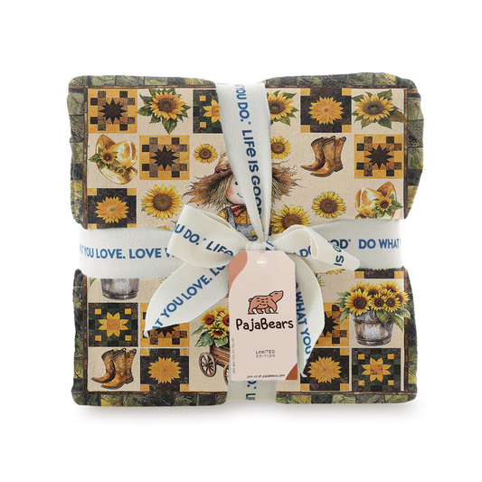 Pajabear Fleece Blanket Peaceful Farmhouse Sunflower