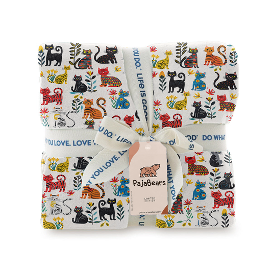 Pajabear Fleece Blanket Cute Whimsical Cat