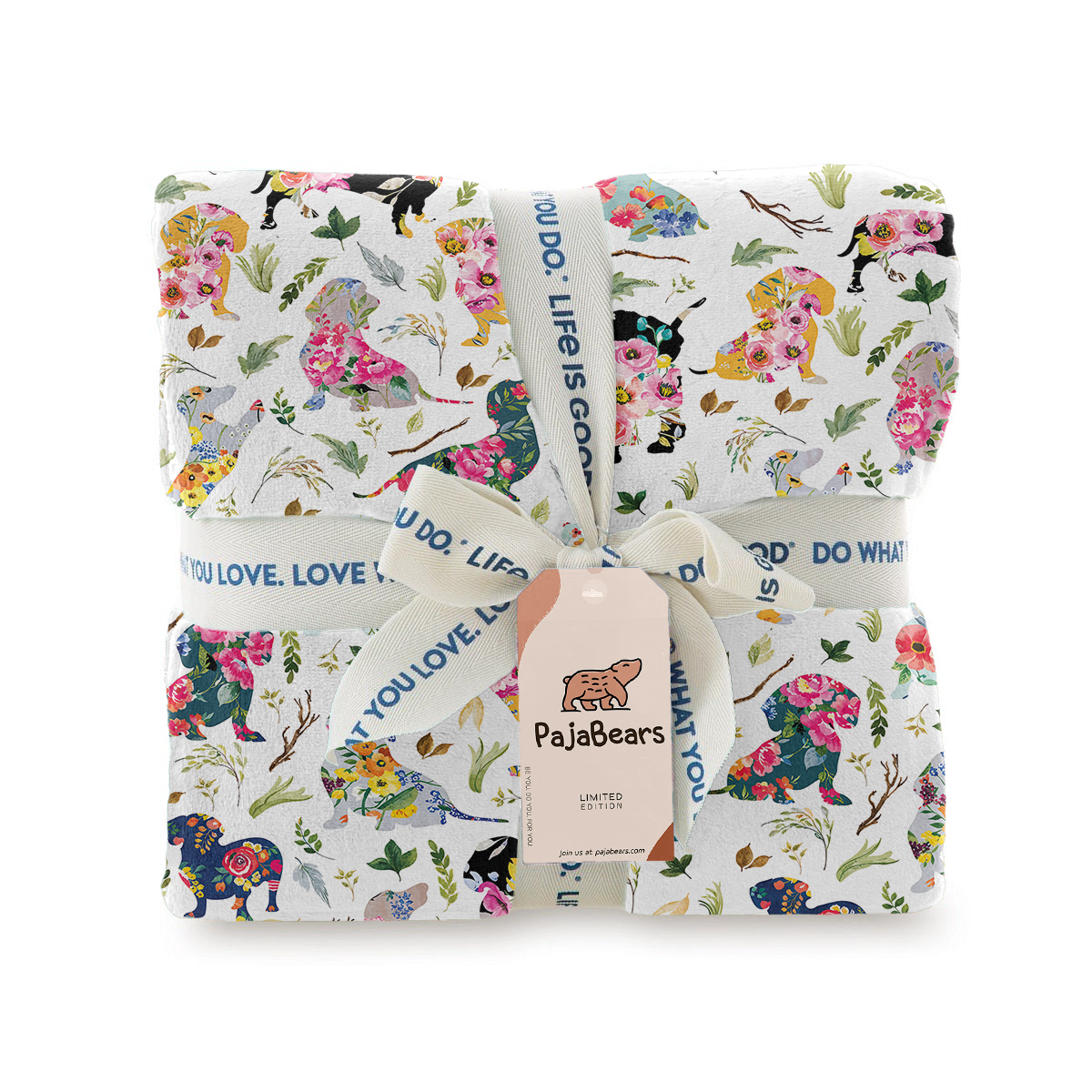Pajabear Fleece Blanket Dachshund Flower